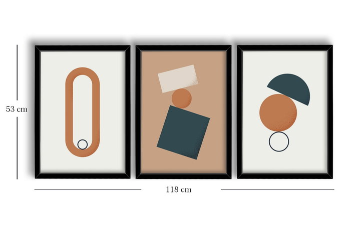 Wallity Cuadro Decorativo Enmarcado MDF 3 Piezas 38 x 53 cm